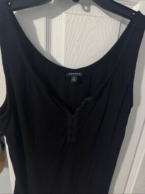 torrid Black Ribbed Henley Tank